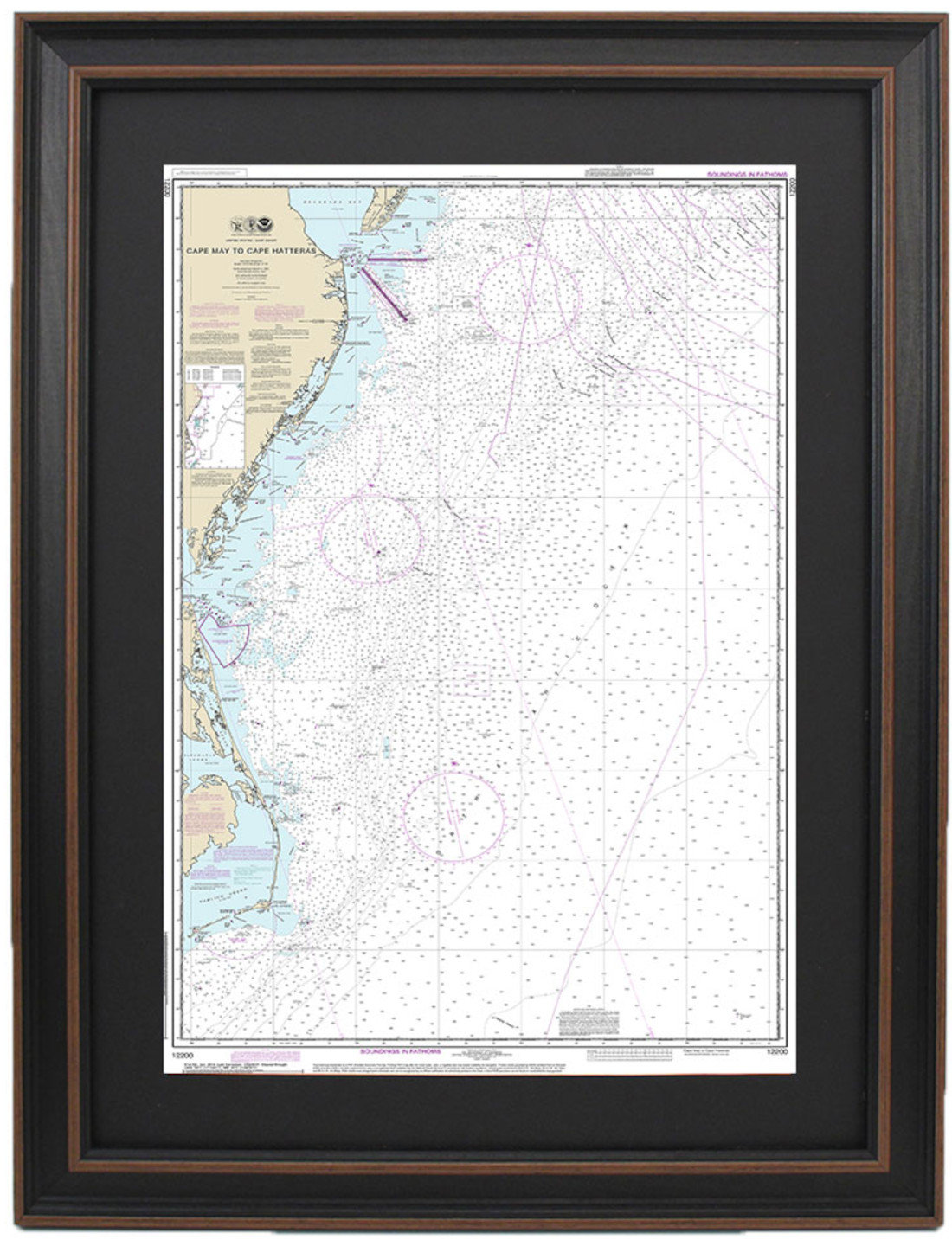 Longshore Tides Cape May To Cape Hatteras Nautical Chart Framed